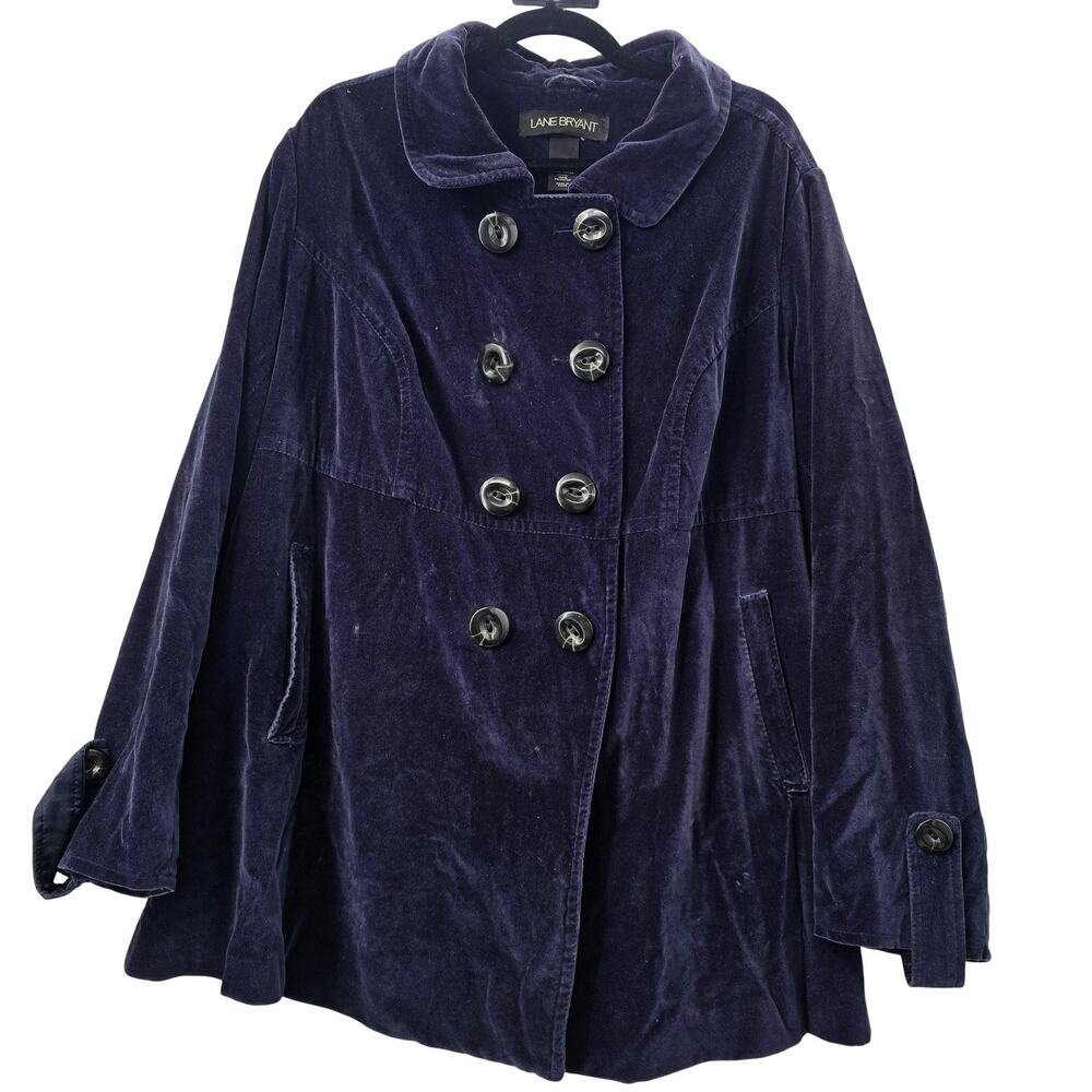 Lane Bryant Purple Velvet Pea Coat Womens Plus Size 26W 28W
